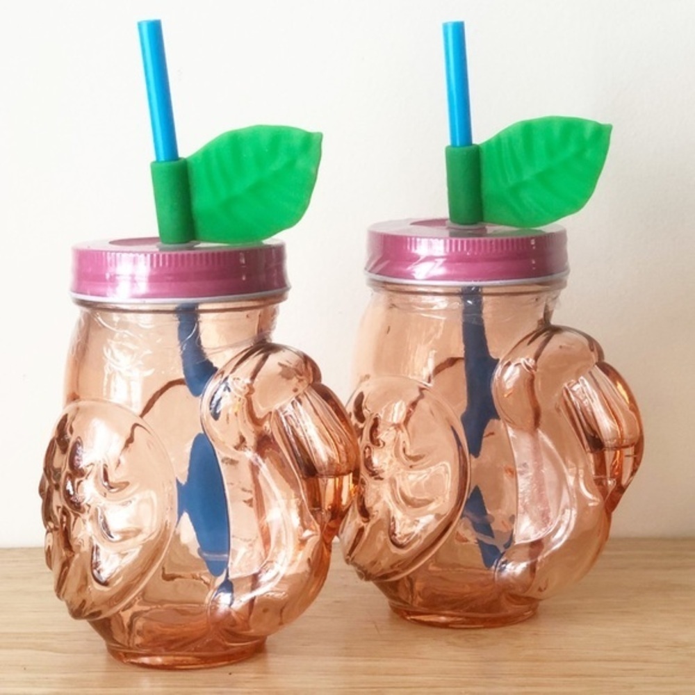 Target Bullseye Flamingo Mason Jar 16oz. Glass Tumblers With Straw (2) - Picture 4 of 10
